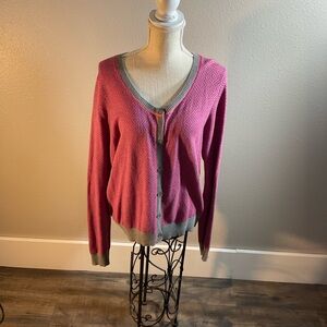 CAbi Pink and Gray Cardigan Sweater